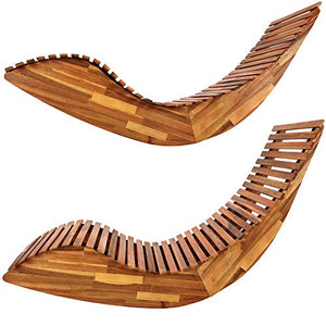 Casaria Set 2X Sdraio a Dondolo Legno di Acacia con Certificato FSC® Lettino Prendisole Sauna Giardino Piscina Esterno