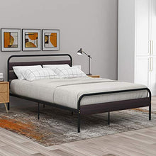 WGYDREAM Letto Letto Singolo in Metallo Nero con Testiera in Legno Solida Base del Giroletto Facile da Montare per Adulti, 140 X 200 Cm