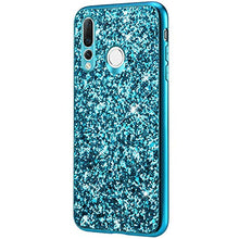 Saceebe Compatibile con Huawei Nova 4 Custodia Silicone TPU Paillettes Glitter Strass Silicone TPU Case PC Coperture [placcatura bordo] Bumper Case Ultra Sottile Antigraffio,blu&