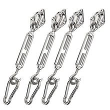 OIZEN 12 Pezzi Kit di Montaggio e Fissaggio in Acciaio Inox per Tende a Vela Quadrate/Rettangolari, Include 4 Viti di serraggio, 4 x moschettoni, 4 x fissaggi a Parete