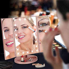 Specchio per Il Trucco LED Illuminato Make Up Specchio, Specchio da Toilette con luci Illuminato, Alimentato Via USB in Oro Rosa 1X, 2X, 3X Schermo 10X Magnnifiction Touch