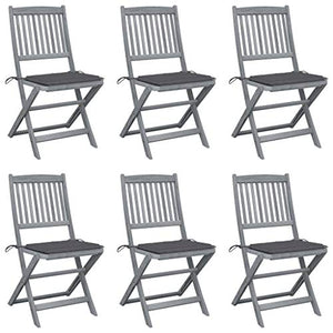 FAMIROSA Sedie da Giardino Pieghevoli 6pz con Cuscini in Massello Acacia-5434