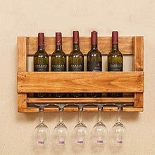 MFLASMF Solid Wood Hanging Wine Bottle Rack Storage Stand Living Room Wine Glass Stemware Holder Storage Shelf Modern Minimalist Design for Wine Lovers