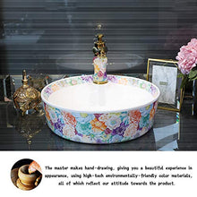 HEIFEN Lavabo in Ceramica soprabanco lavabo Romantico Aspetto Floreale Moderno Astratto lavabo Artistico lavabo Ovale lavandino Bagno casa sul lavandino A