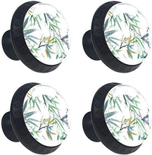 Inchiostro dell'acquerello di pianta verde di bambù Pomelli per Porta Set di 4 Pomelli per Mobili Manopole per Cassetti Cucina Armadio Vetro