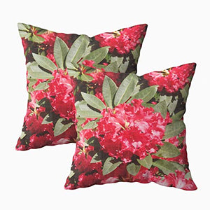 Kris.D Quadrati 18X18 Bellissimo Primo Piano Diversi Fiori Rossi Foglie Verdi Albero in Piena fioritura Fiore di Primavera Pasqua Cuscini con con Stampa su Arredamento Rustico Rosso
