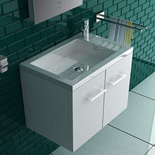 Set di mobili da bagno con lavabo in ghisa minerale e armadietto sottolavabo con funzione chiusura rallentata SoftClose/bianco/50 cm di larghezza