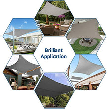 Eterbiz - Tenda parasole quadrata per giardino, spiaggia, patio, 2 x 2 m, resistente all'acqua, 95% blocco UV con corda inclusa, per giardino, spiaggia, patio (grigio)