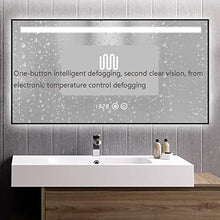 Smart LED Specchio da Bagno, Specchio Antiappannante A Parete Antideflagrante, Specchio Luminoso, Interruttore Singolo Continuo + Temperatura Temporale + Lente d'Ingrandimento + Antiappannamento