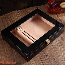 DPLQX Humidor per sigari ammezzati, Caja de cigarros sigari armadi, Peso Leggero Piccole Dimensioni Viaggio Risparmia Spazio con igrometro e umidificatore,Black_238x188x48mm/9x7x2in