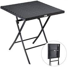 CASARIA Tavolino Pieghevole in Poly Rattan da Balcone Richiudibile 63x63x73 cm Tavolo da Giardino Nero