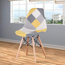 GroBKau - Set di 4 sedie da pranzo moderne in tessuto patchwork con base in legno, ideali per soggiorno, sala da pranzo, caffè, sala d'attesa, ecc.