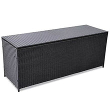 Rattan im Trend - Scatola portaoggetti da Giardino, in polirattan, con Rivestimento in Tela da 180 g/m2, Dimensioni: 150 x 50 x 60 cm, Colore: Nero