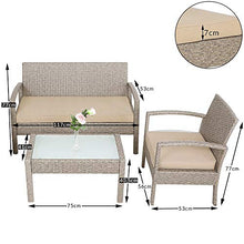 Deuba Set Mobili da Giardino Polyrattan Poltrone Panca tavolino Lounge Patio Salottino Esterno Beige