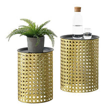 [en.casa] Set da 2 Tavolini in 2 Misure Diverse con Piano Tondo Rimovibile 2 Tavolini da Salotto/Soggiorno Portaoggetti Contenitore in Metallo - Nero/Color Oro