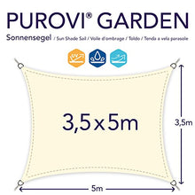 Purovi Vela Parasole Rettangolare | Varie Dimensioni | Schermo UV | in PES Impermeabile | 3,5 x 5 m