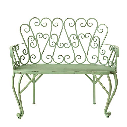 Sedia da giardino in metallo con panca da giardino, Sedia a sdraio in ghisa per patio esterno, sedile con schienale, Poltrone in stile invecchiato decorano le panchine del portico, Sedia da pranzo