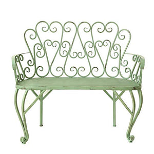 Sedia da giardino in metallo con panca da giardino, Sedia a sdraio in ghisa per patio esterno, sedile con schienale, Poltrone in stile invecchiato decorano le panchine del portico, Sedia da pranzo