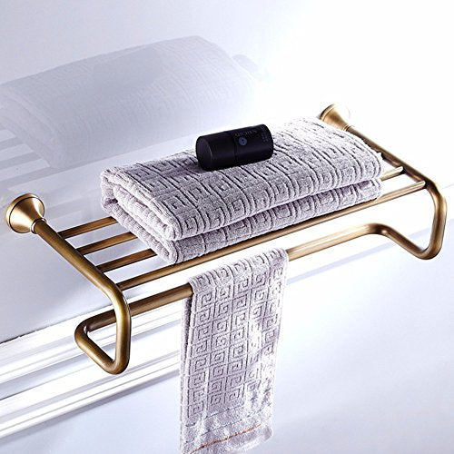MBYW Portasciugamani Moderno e Minimalista Alto carico Portasciugamani Elegante da Bagno Mensola portaoggetti Porta Asciugamani, Stile Europeo, Tutto Rame, Senza Perforazione, Color caffè
