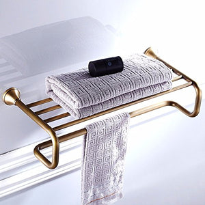MBYW Portasciugamani Moderno e Minimalista Alto carico Portasciugamani Elegante da Bagno Mensola portaoggetti Porta Asciugamani, Stile Europeo, Tutto Rame, Senza Perforazione, Color caffè