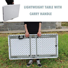 Tavolo da campeggio Camping Picnic Table 4ft Pieghevole Forte e Stabile Giardino da giardino Tavolo portatile con palmare, idea per esterno BBQ Party Market Dinner Party, Bianco, Gambe in metallo, 121