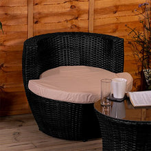 Home Discount, set di mobili da giardino in rattan, 2 posti, colore: nero e crema, per veranda, salotto, salotto, salotto, salotto, con piano in vetro, cuscini UKFR