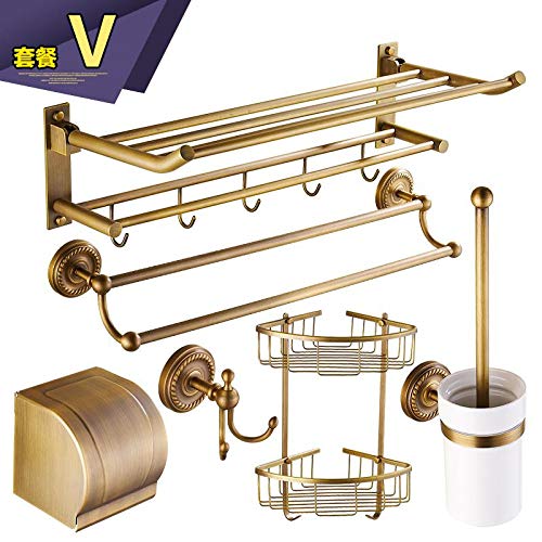 KTMK Accessori per Il Bagno Set Bronzo Ottone Accessori Bagno Set di Accessori per Il Bagno Portasciugamani Portasciugamani Portasciugamani Anello Portasciugamani, Set Bagno 21