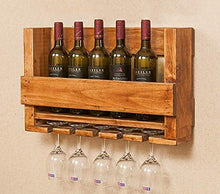 MFLASMF Solid Wood Hanging Wine Bottle Rack Storage Stand Living Room Wine Glass Stemware Holder Storage Shelf Modern Minimalist Design for Wine Lovers