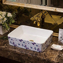 lilili Lavabo da Appoggio Lavabo Bagno, Ceramica Lavandino da Appoggio Laterale dell'Acqua Quadrato Trucco Unico Bacino 48x37x13cm (Color : There Are Accessories)