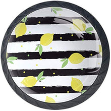 Frutta Giallo Limone Nero Bianco Striato Pomelli per Porta Set di 4 Pomelli per Mobili Manopole per Cassetti Cucina Armadio Vetro