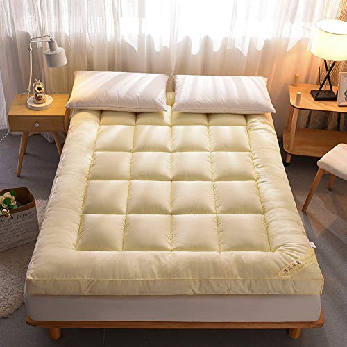 JRG Addensare Giù & Piuma-riempimento Tatami Stuoie, Ultra Soft Cotone Imbottito Studente Dormitorio Stuoie Letto Rendi Il Tuo Letto Tasche Profonde-c 150x190x10cm