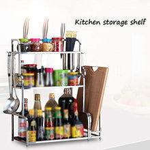 LYM &ripiano di stoccaggio Mensole da Cucina, Forniture for Cucina Multifunzione for Uso Domestico, in Acciaio Inossidabile, for stoccaggio di condimenti, 3 Strati Scaffale di Finitura