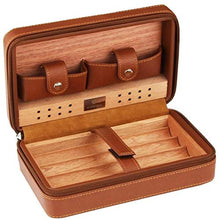 Cgf Exquisit Humidor di Viaggio, Portatile in Legno di Cedro in Legno di Viaggio in Pelle di Viaggio in Pelle di Viaggio, può memorizzare 4 sigari Adatti for Regali di Compleanno Buoni Regali humidor