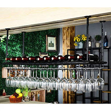 ZRCWW Soffitto Wine Rack appende, Altezza Regolabile Calici Rack Industriale Vintage Bancone Wine Glass Wine Rack Metallo Bottle Holder - Nero (Size : 100×35cm(39×14inch))