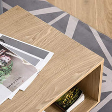 HOMCOM Tavolino da Salotto Caffè Stile Nordico con Anta e Vano Aperto, Mobile Basso Moderno Colore Legno, 110x50x41.5cm