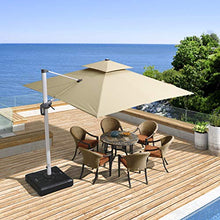 PURPLE LEAF 300 X 300 cm Doppio Top Deluxe Ombrellone Quadrato da Patio Offset Ombrello Appendibile da Esterno Ombrello da Mercatino Ombrellone da Gardino, beige
