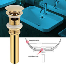 Fdit Pop Up di scarico stopper bacino scolapiatti con troppopieno per lavabo bagno rubinetto nave Golden