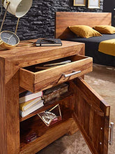 WOHNLING Comodino di Design in Legno massello sheesham 60 cm con cassetto e Porta Comodino per Boxspringbed