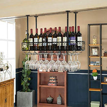 Portavini Portabottiglie in Metallo A Soffitto, Regolabile in Altezza, Portabottiglie in Ferro Multifunzionale, Portabottiglie, Adatto per Ristoranti, KTV, Bar, Nero