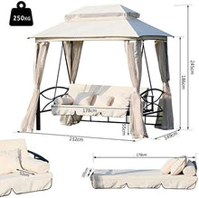ZYFWBDZ Letto trasformabile a Dondolo, 3 posti Amaca Gazebo Patio Panca Ammortizzata Seduta Tende a Rete 245 x 165 x 243 CM
