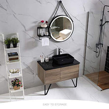 VBARV Armadietti con Specchio da Bagno, mobili per lavabo e mobili per lavabo, lavabo sopra lavabo in Ceramica, ripiano in Marmo, Specchio Rotondo con Luce, mobili di qualità