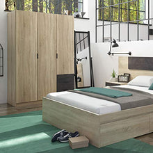 Habitdesign LC0323F – Armadio a tre ante e tre cassetti, dimensioni: 121 cm (L) x 180 cm (A) x 52 cm (P) (rovere canadese - ossido)