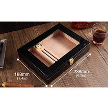 Adesign Handmade Cigar Humidor Digitale igrometro, 15-Conte Spagnolo Rivestito Cedro Scatola di sigari con Piano in Vetro Design, di Legno Solido Sigaro idratante costante umidità Cigar Box