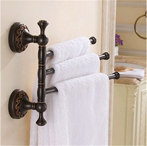 MBYW portasciugamani Moderno Portasalviette in Bronzo Nero Anello portasciugamani Multistrato portasciugamani portasciugamani in Rame Lunghezza Tre Poli 28cm Alto 22,5 cm
