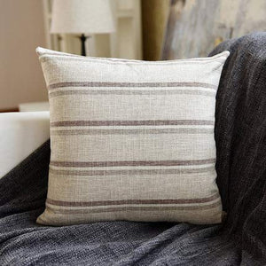 XMZFQ Confezione da 2 Cuscini Decorativi a Righe Decorative in Cotone e Lino Cuscino da Fattoria Moderno, Cuscino in Cotone con Imbottitura in Cotone PP per Divano Letto Auto, 45 x 45 cm,Beige