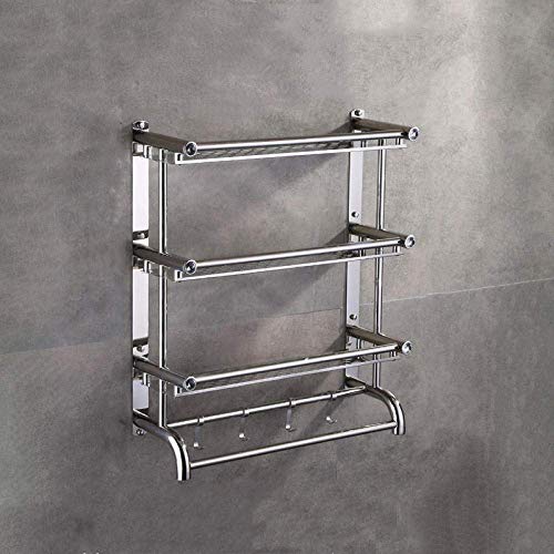 WLGQ Portasciugamani Multi Portasciugamani Portasciugamani Mensola Portasciugamani da Bagno a Parete per Bagno Cucina Hotel Cucina -B-Tre strati-50CM