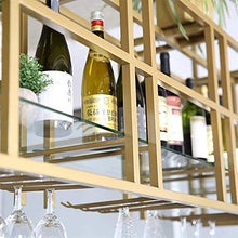Portabottiglie a due piani a parete con lastra di vetro Cucina / sala da pranzo / bar o cantina - Portabottiglie e bicchiere da vino decorativo a soffitto - Articoli per la casa con struttura in ferr