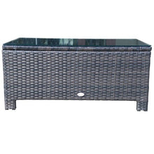 Outsunny Tavolino da Giardino in Vetro Temperato 5mm Rettangolare Esterno Rattan 85 x 50 x 39 cm Marrone