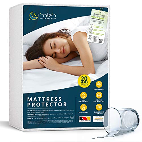 sinnlein Coprimaterasso Impermeabile Matrimoniale 160 x 200 cm Proteggi Materasso Traspirante, Antiacari, Antibatterico - Copri materassi con Trattamento Nuova Generazione - 20 Anni di Garanzia
