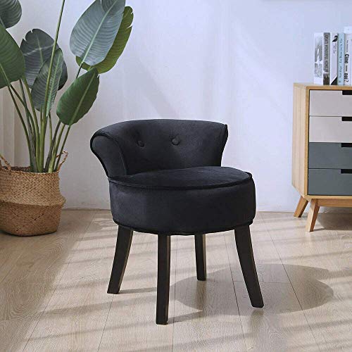 N/Z Attrezzatura Vivente Grigio Schienale Alto Vanity Toeletta Sedia Ergonomia Camera da Letto Tessuto in Velluto Tavolo da Trucco Sgabello per mobili da Camera Gambe in Legno Schienale Alto/Schienal
